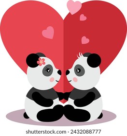 Linda pareja de pandas en el amor
