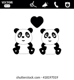cute panda couple in love