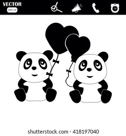 cute panda couple in love