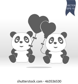 cute panda couple in love