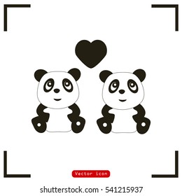 cute panda couple in love