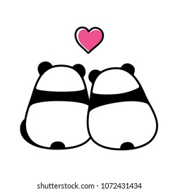 Joli Couple De Panda Amoureux Dessin Image Vectorielle De Stock Libre De Droits
