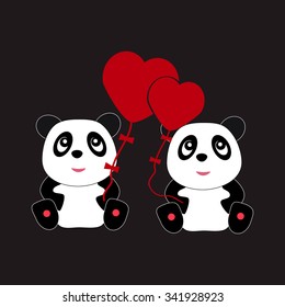 Cute panda couple in love. St. Valentine's Day