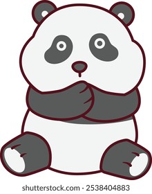 Cute Panda Cover Its Mouth Illustration