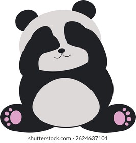 Cute Panda Covering Eyes. Kawaii panda vector illustration.