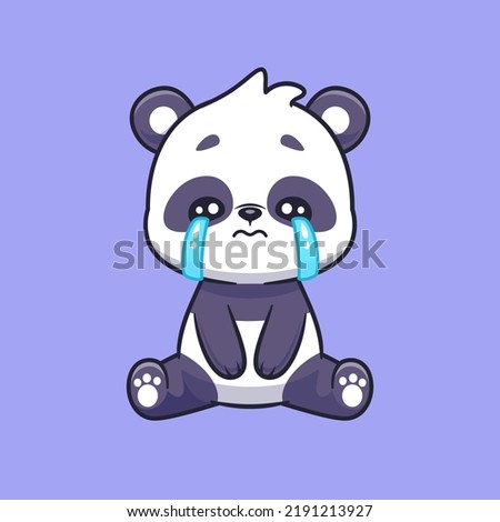 Cute Panda Crying Cartoon Vector Icon Illustration. Animal Nature Icon Concept Isolated Premium Vector. Flat Cartoon Style