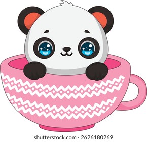 Cute Panda In Cup Animal Vector