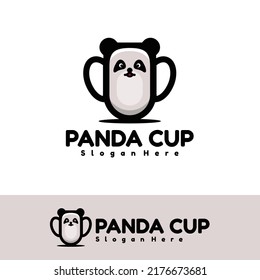 cute panda cup art illustration