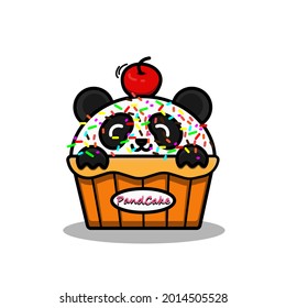 Cute panda cupcake vector illustration great for a variety of food business needs that kids love