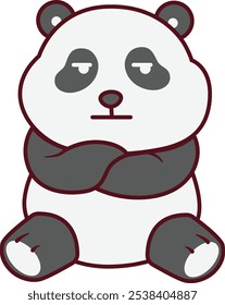 Cute Panda with Cynical Face Illustration