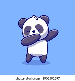 Cute Panda Dabbing Cartoon Vector Icon Illustration. Animal Nature Icon Concept Isolated Premium Vector. Flat Cartoon Style