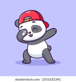 Cute Panda Dabbing Cartoon Vector Icon Illustration. Animal 
Nature Icon Concept Isolated Premium Vector. Flat Cartoon 
Style 