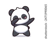 cute panda dabbing pose cartoon character vector illustration template design