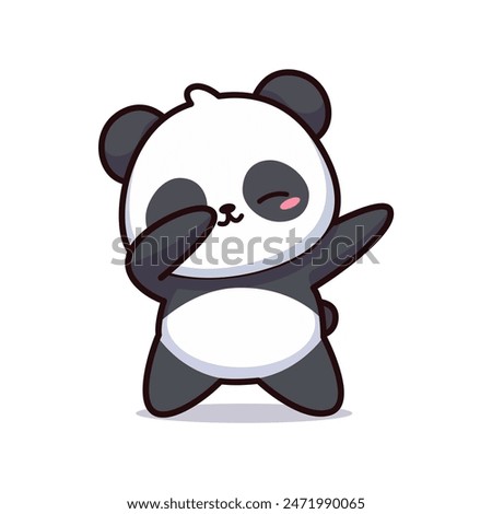 cute panda dabbing pose cartoon character vector illustration template design