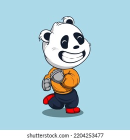 CUTE PANDA DANCE VECTOR ILLUSTRATION