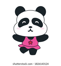 cute panda dancing cartoon illustration