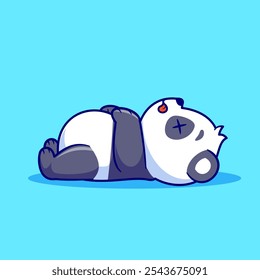 Cute Panda Dead Cartoon Vector Icon Illustration. Animal Nature Icon Concept Isolated Premium Vector. Flat Cartoon Style