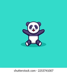 Cute Panda Design Logo Illustration