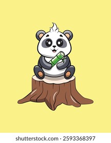 A cute panda design with a round face, big eyes, and a fluffy body. Its black and white fur is soft and inviting, with small ears and paws, making it look extra cuddly and friendly.