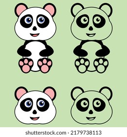 Cute Panda Designs. Animal Vectors.