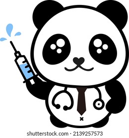 Cute panda Arzt und Stethoskop sowie Spritze