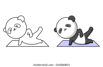 cute panda doing workout coloring page for kids