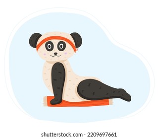 Cute panda doing yoga exercise in cartoon style