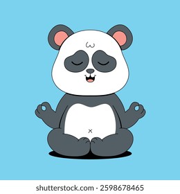 Cute panda doing yoga meditation