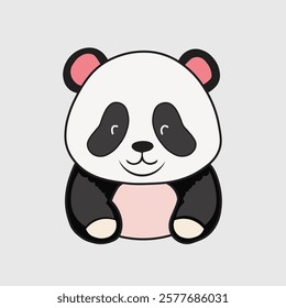 Cute Panda doodle illustration cartoon outline