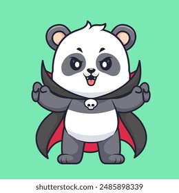 Cute Panda Dracula Vampire Cartoon Vector Icon Illustration.
Animal Holiday Icon Concept Isolated Premium Vector. Flat
Cartoon Style