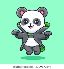 Ilustração de Ícone Vetor de Desenho Animado de Vampiro de Panda Drácula Bonito. Animal Holiday Icon Concept Isolated Premium Vetor. Estilo de Desenho Animado Plano