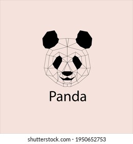 cute panda drawn by polygons, polygonal, the best logo for a beauty salon