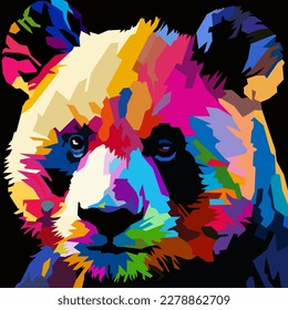 cute panda drawn using WPAP art style, pop art, vector illustration.