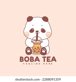 Panda lindo beber alcohol boba de té de leche