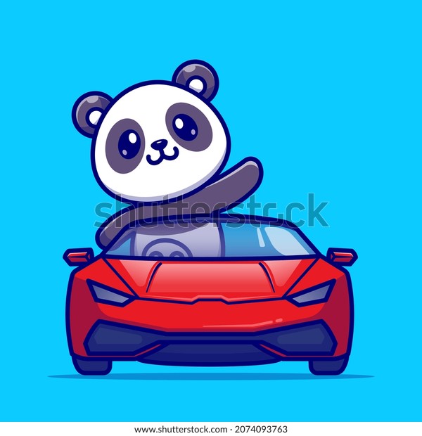 Cute Panda Driving Car Cartoon Vector Stock Vector (Royalty Free ...