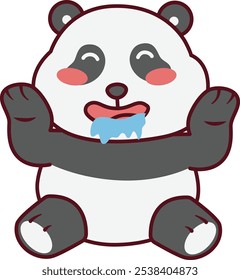 Panda lindo babeando con las manos en sus mejillas Ilustración