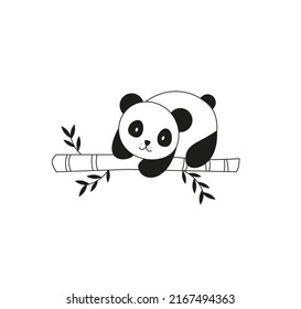 Cute Panda Eat Bamboo Cartoon Vector Icon Illustration. Animal Icon Concept Isolated Premium Vector. Flat Cartoon Style Eps 10