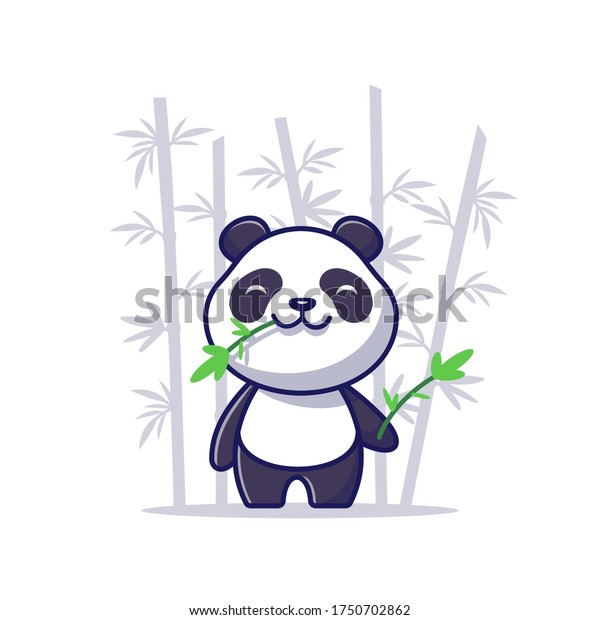 Cute\
Panda Eat Bamboo Cartoon Vector Icon Illustration. Animal Icon\
Concept Isolated Premium Vector. Flat Cartoon Style\
