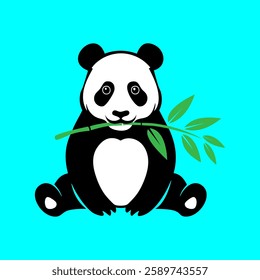 Cute panda eat bamboo illustration