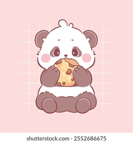 Cute Panda eat cookies kawaii character animal