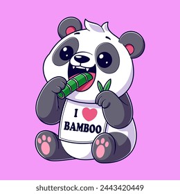 Cute panda is eating bamboo