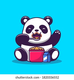 Cute Panda Working On Laptop Cartoon Stock Vector (Royalty Free ...