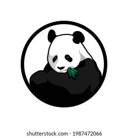 Cute panda eating inspirational logo