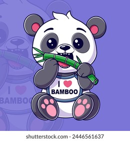 Cute panda eating a piece of bamboo