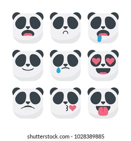 Cute panda emoji emoticon set vector isolated, suitable for your animal content