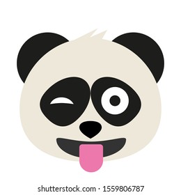Cute panda emoticon with different expressions. Funny emoji faces. Simple cartoon vector illustration.