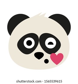 Cute panda emoticon with different expressions. Funny emoji faces. Simple cartoon vector illustration.