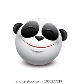 Cute panda emoticon - emoji, smiley - vector illustration