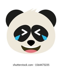 Cute panda emoticon with fun expression. Funny emoji faces. Simple cartoon vector illustration.