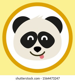 Cute panda emoticon with fun expression. Funny emoji faces. Simple cartoon vector illustration.